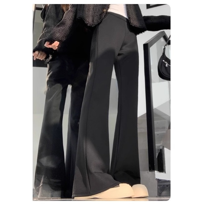 漾貝比【9155717】中大尺碼女裝 修長顯瘦微喇叭西裝彈性褲．黑 (30-40)-細節圖6