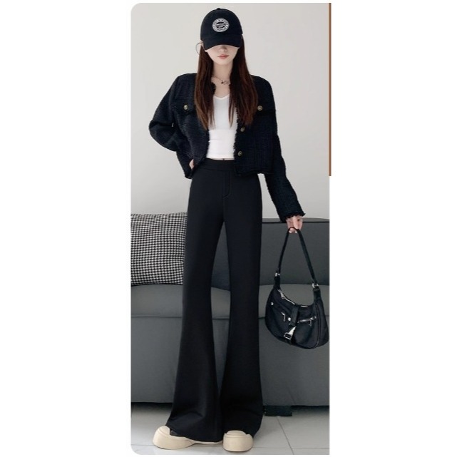 漾貝比【9155717】中大尺碼女裝 修長顯瘦微喇叭西裝彈性褲．黑 (30-40)-細節圖7