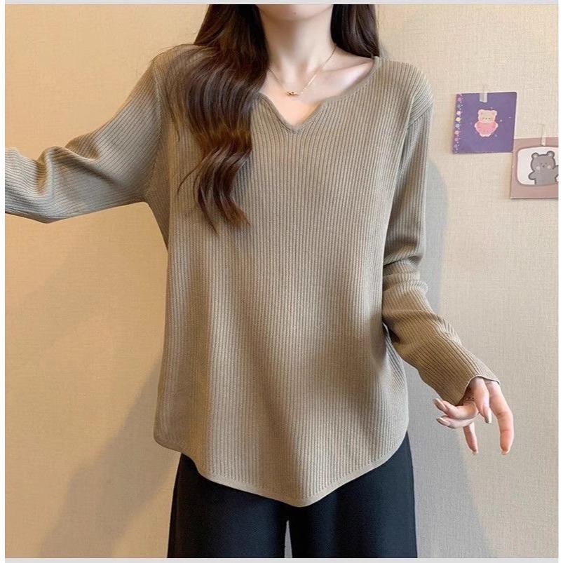 漾貝比【9155701】中大尺碼女裝 純色小V領德絨保暖內搭上衣．共2色 (36-48)-規格圖10