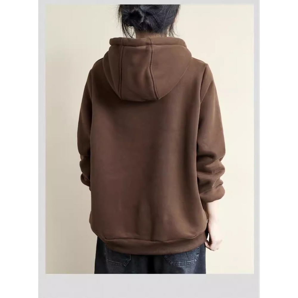 漾貝比【9155740】中大尺碼女裝 立領雙拉鍊口袋連帽加絨保暖T．共2色 (38-48)-細節圖9