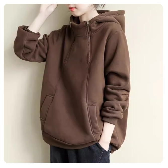 漾貝比【9155740】中大尺碼女裝 立領雙拉鍊口袋連帽加絨保暖T．共2色 (38-48)-規格圖10