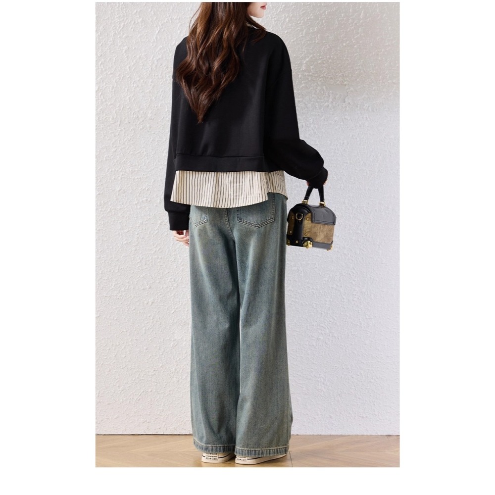 漾貝比【9155743】中大尺碼女裝 愛心蝴蝶結小外套條紋襯衫假兩件式上衣 (36-49)-細節圖9