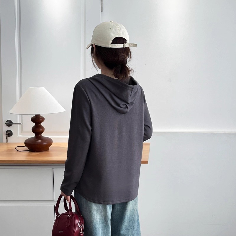 漾貝比【9155761】中大尺碼女裝 半拉鍊顯瘦車線連帽長袖織衣T．共2色 (36-51)-細節圖10