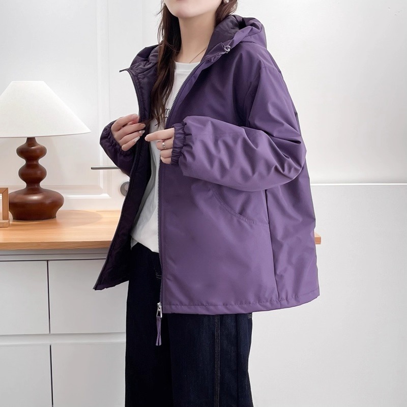 漾貝比【9155775】中大尺碼女裝 韓版弧型車線口袋連帽夾棉保暖衝鋒外套．共2色 (36-52)-細節圖5