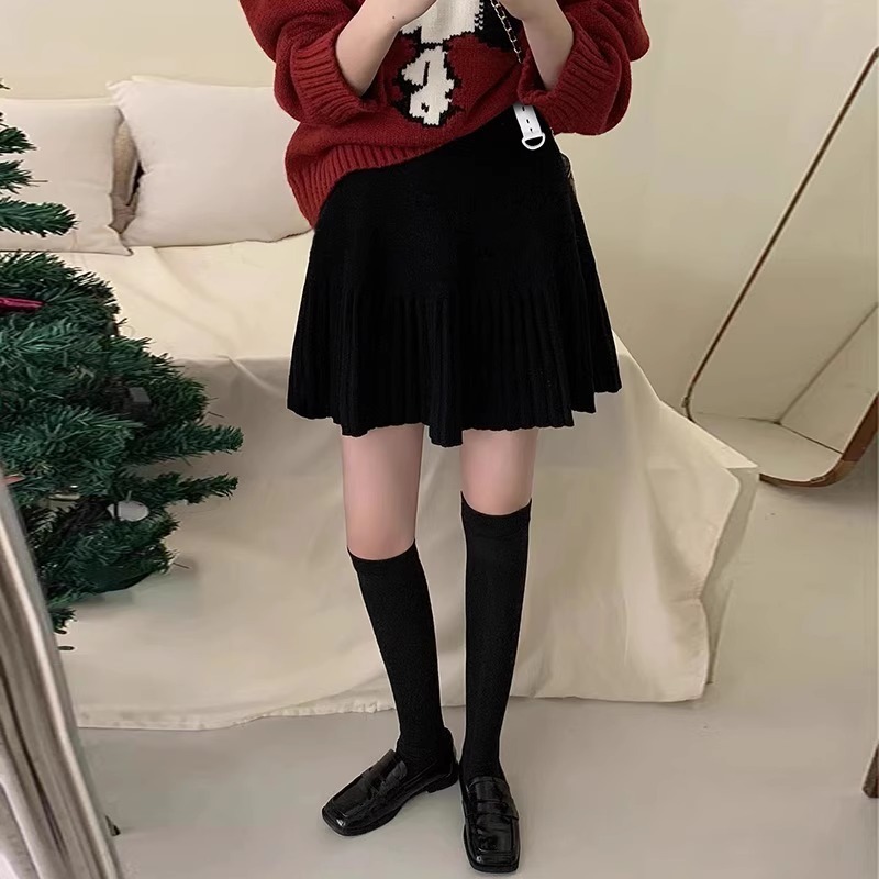 漾貝比【9155782】中大尺碼女裝 俏麗顯瘦百摺內附安全褲針織裙(28-38)-細節圖2