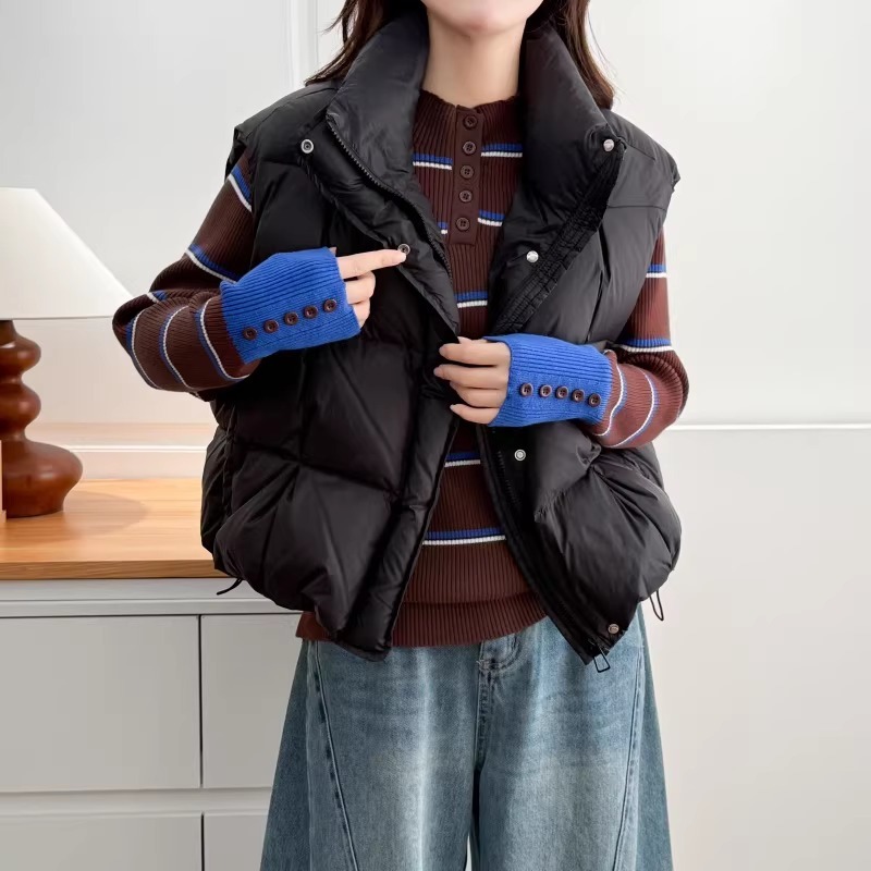 漾貝比【9155787】中大尺碼女裝 半高領鈕扣撞色條紋針織毛衣(36-49)-細節圖2