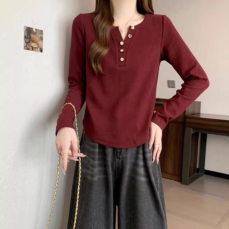 漾貝比【9155788】中大尺碼女裝 圓領Y領開釦純色顯瘦T．共2色(36-56)-細節圖8