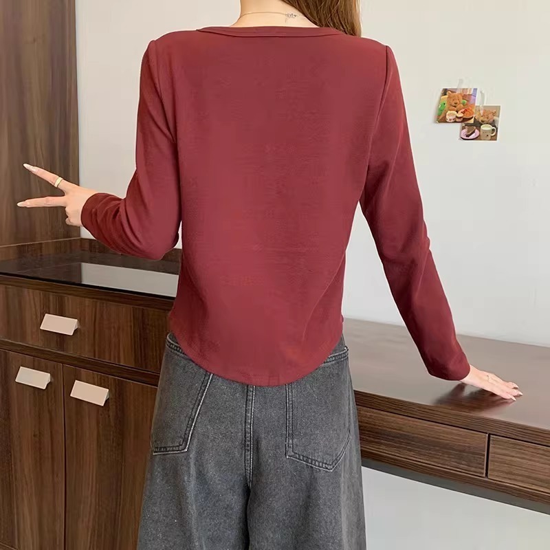 漾貝比【9155788】中大尺碼女裝 圓領Y領開釦純色顯瘦T．共2色(36-56)-細節圖9