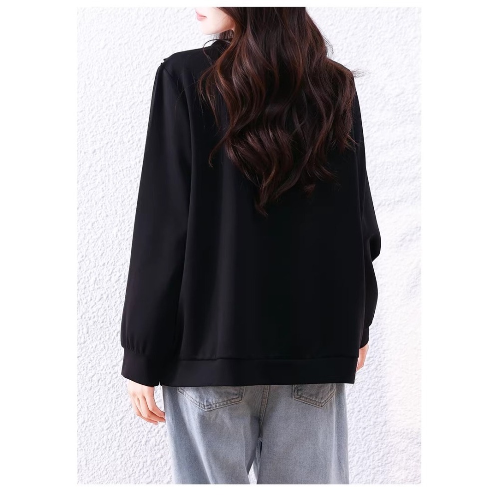 漾貝比【9155794】中大尺碼女裝 圓領釘珠時尚拼接花蕾絲織衣上衣(36-46)-細節圖8