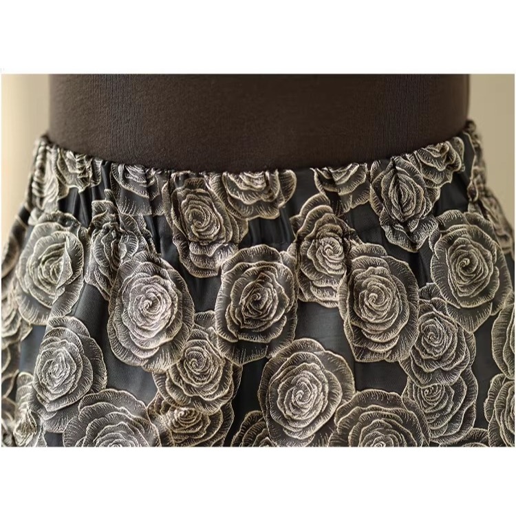 漾貝比【9155796】中大尺碼女裝 氣質鬆緊腰浮雕緹花中長版蓬蓬裙(28-38)-細節圖8