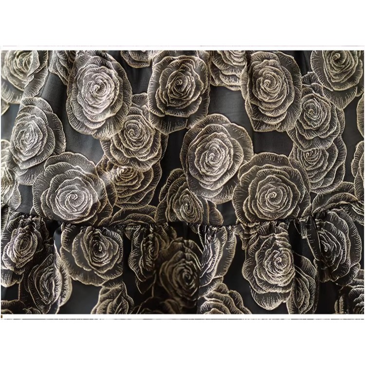 漾貝比【9155796】中大尺碼女裝 氣質鬆緊腰浮雕緹花中長版蓬蓬裙(28-38)-細節圖9