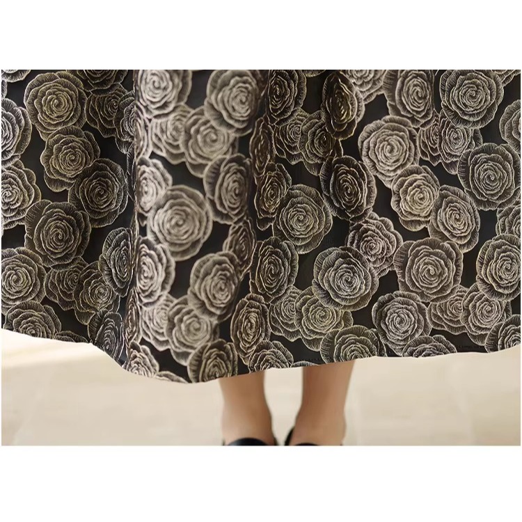 漾貝比【9155796】中大尺碼女裝 氣質鬆緊腰浮雕緹花中長版蓬蓬裙(28-38)-細節圖10