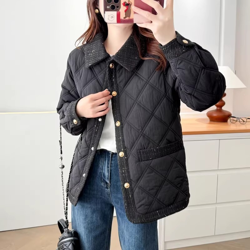 漾貝比【9155804】中大尺碼女裝 復古鑲邊菱格夾棉單排釦外套(38-52)-細節圖5