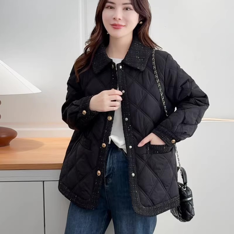 漾貝比【9155804】中大尺碼女裝 復古鑲邊菱格夾棉單排釦外套(38-52)-細節圖9