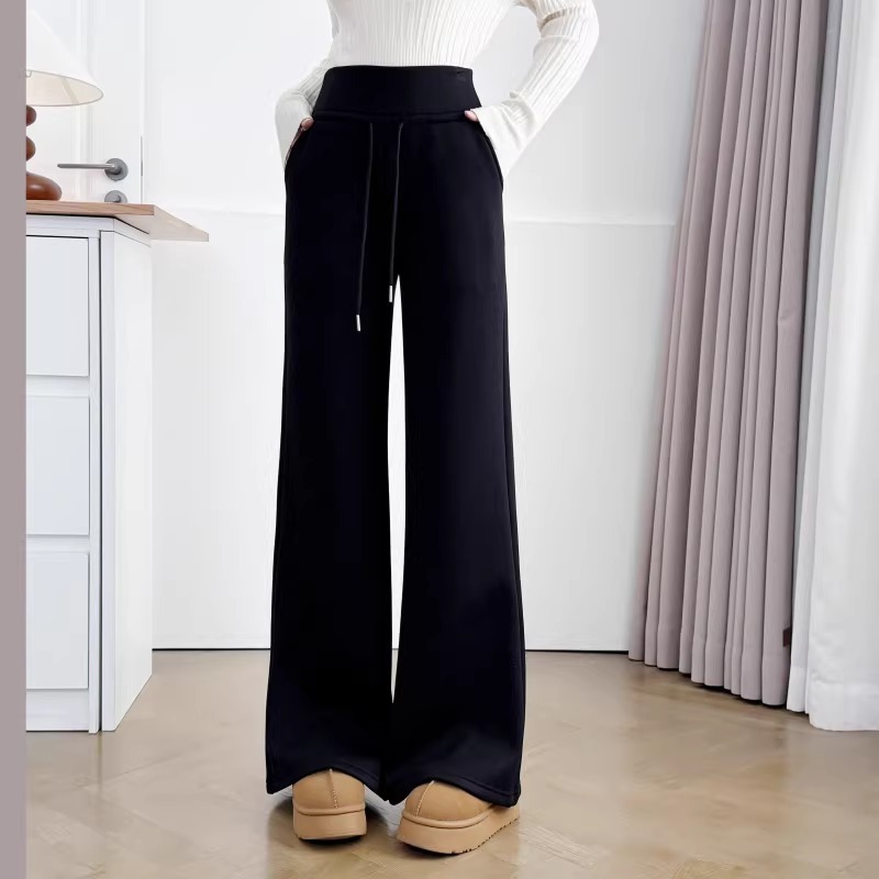 漾貝比【9155805】中大尺碼女裝 美式高腰抽繩直筒加絨加厚休閒褲(30-38)-細節圖2