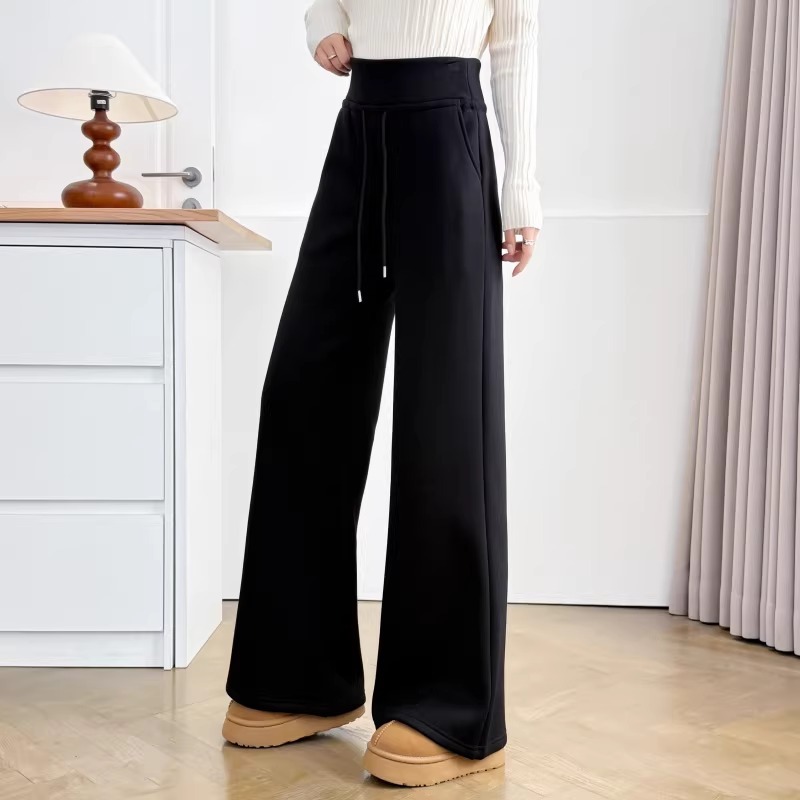 漾貝比【9155805】中大尺碼女裝 美式高腰抽繩直筒加絨加厚休閒褲(30-38)-細節圖3