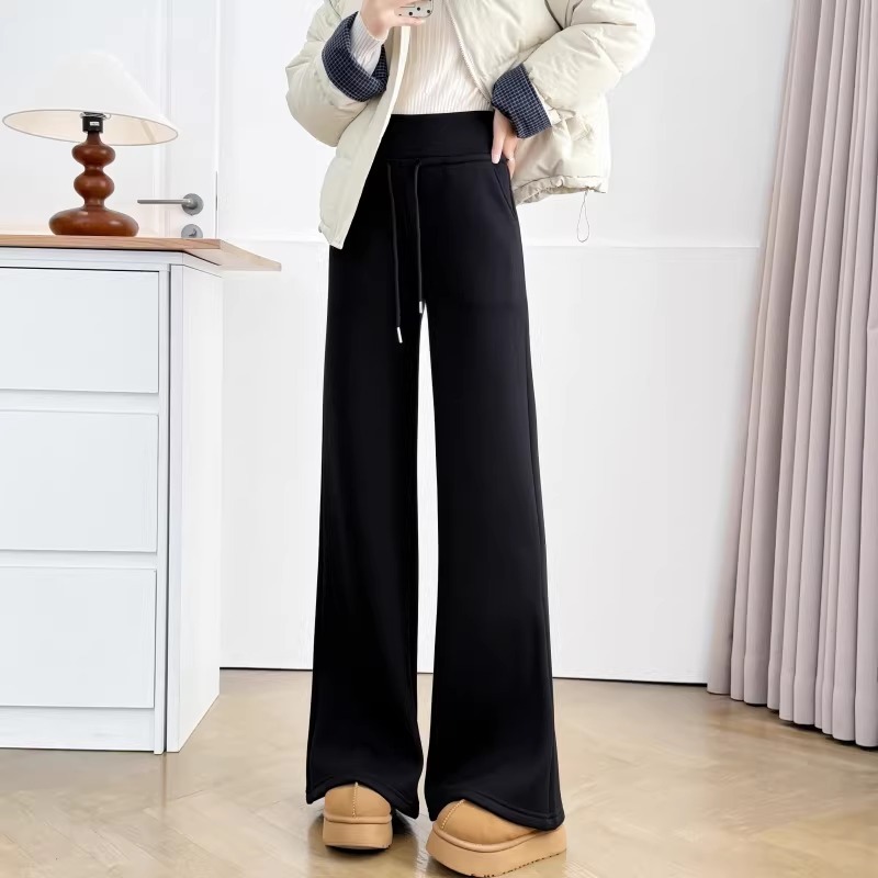 漾貝比【9155805】中大尺碼女裝 美式高腰抽繩直筒加絨加厚休閒褲(30-38)-細節圖4