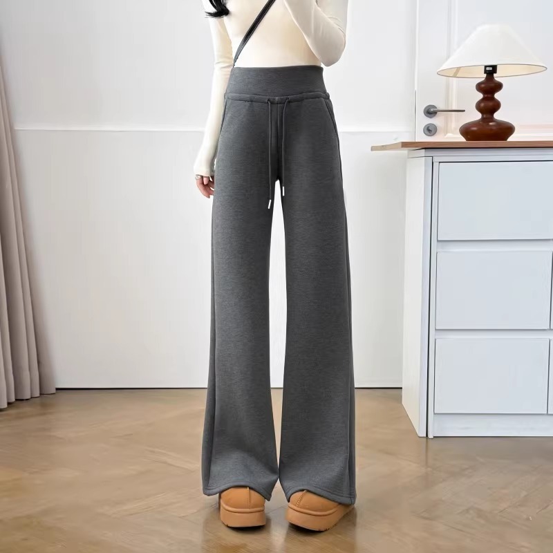 漾貝比【9155805】中大尺碼女裝 美式高腰抽繩直筒加絨加厚休閒褲(30-38)-細節圖7