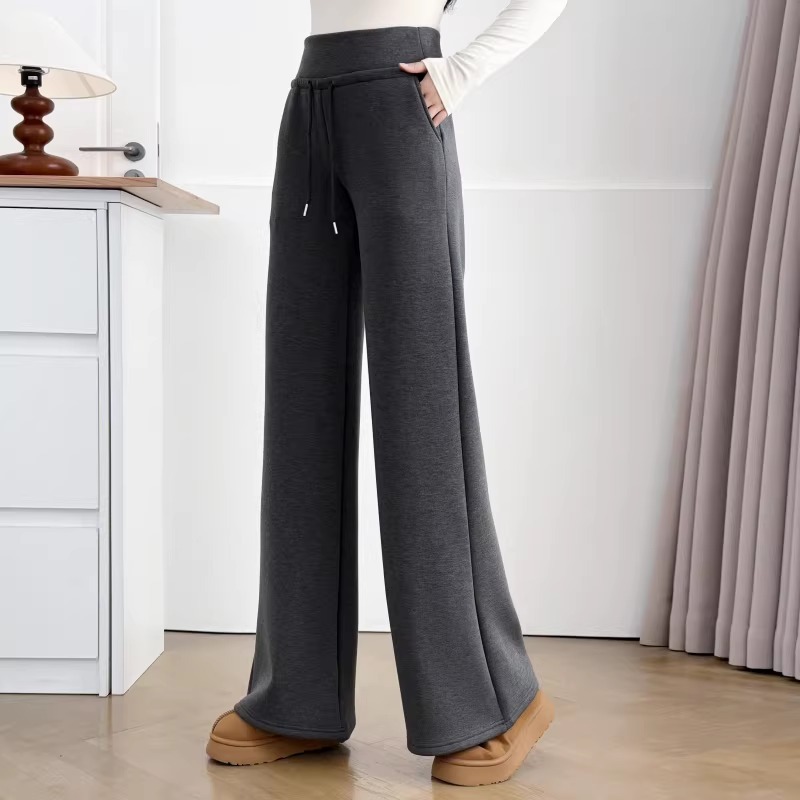 漾貝比【9155805】中大尺碼女裝 美式高腰抽繩直筒加絨加厚休閒褲(30-38)-細節圖8