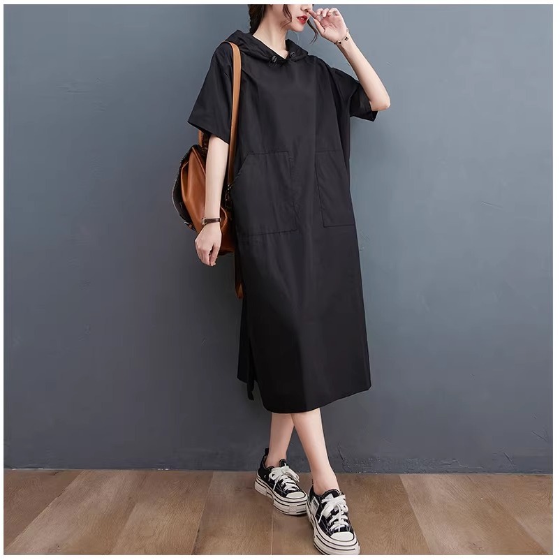 漾貝比【9155826】中大尺碼女裝 連帽中長版下開叉寬鬆洋裝(40-53)-細節圖5