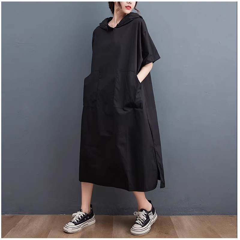 漾貝比【9155826】中大尺碼女裝 連帽中長版下開叉寬鬆洋裝(40-53)-細節圖7