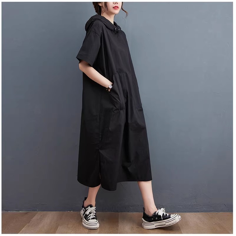 漾貝比【9155826】中大尺碼女裝 連帽中長版下開叉寬鬆洋裝(40-53)-細節圖8