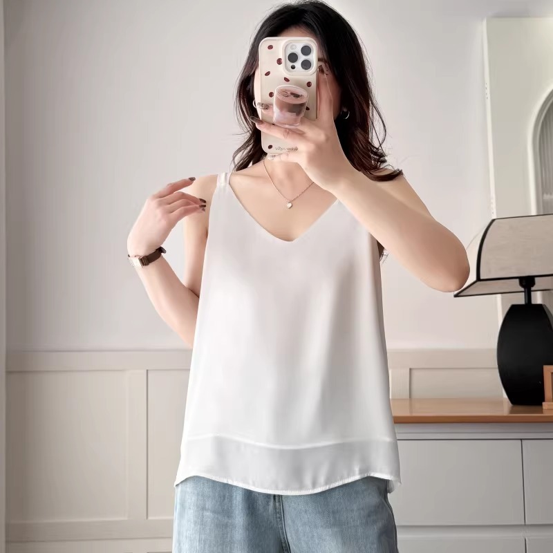 漾貝比【9155839】中大尺碼女裝 百搭V領雙層雪紡純色背心．共2色(36-50)-細節圖7