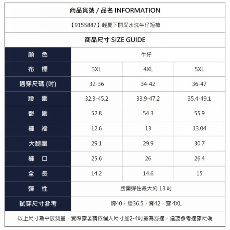 漾貝比【9155887】中大尺碼女裝 輕夏下開叉水洗牛仔短褲(32-47)-細節圖11