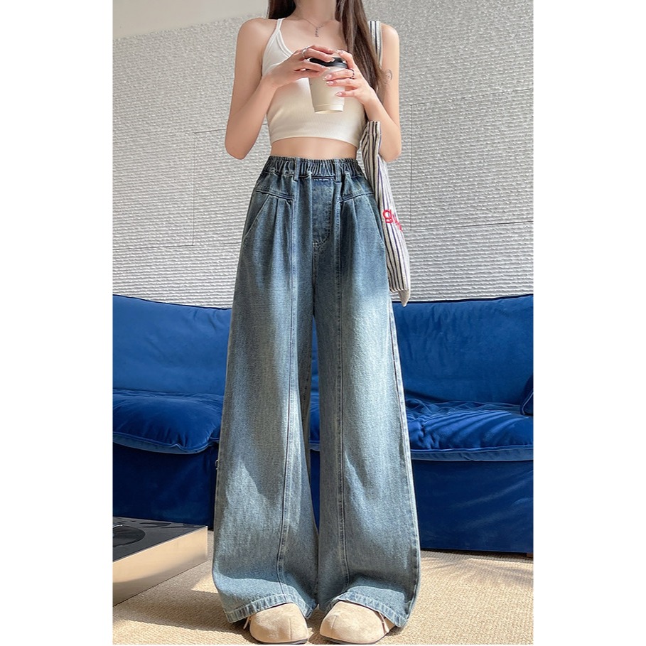 漾貝比【9155913】中大尺碼女裝 高腰垂墜抓皺口袋寬管牛仔長褲(31-45)-細節圖6