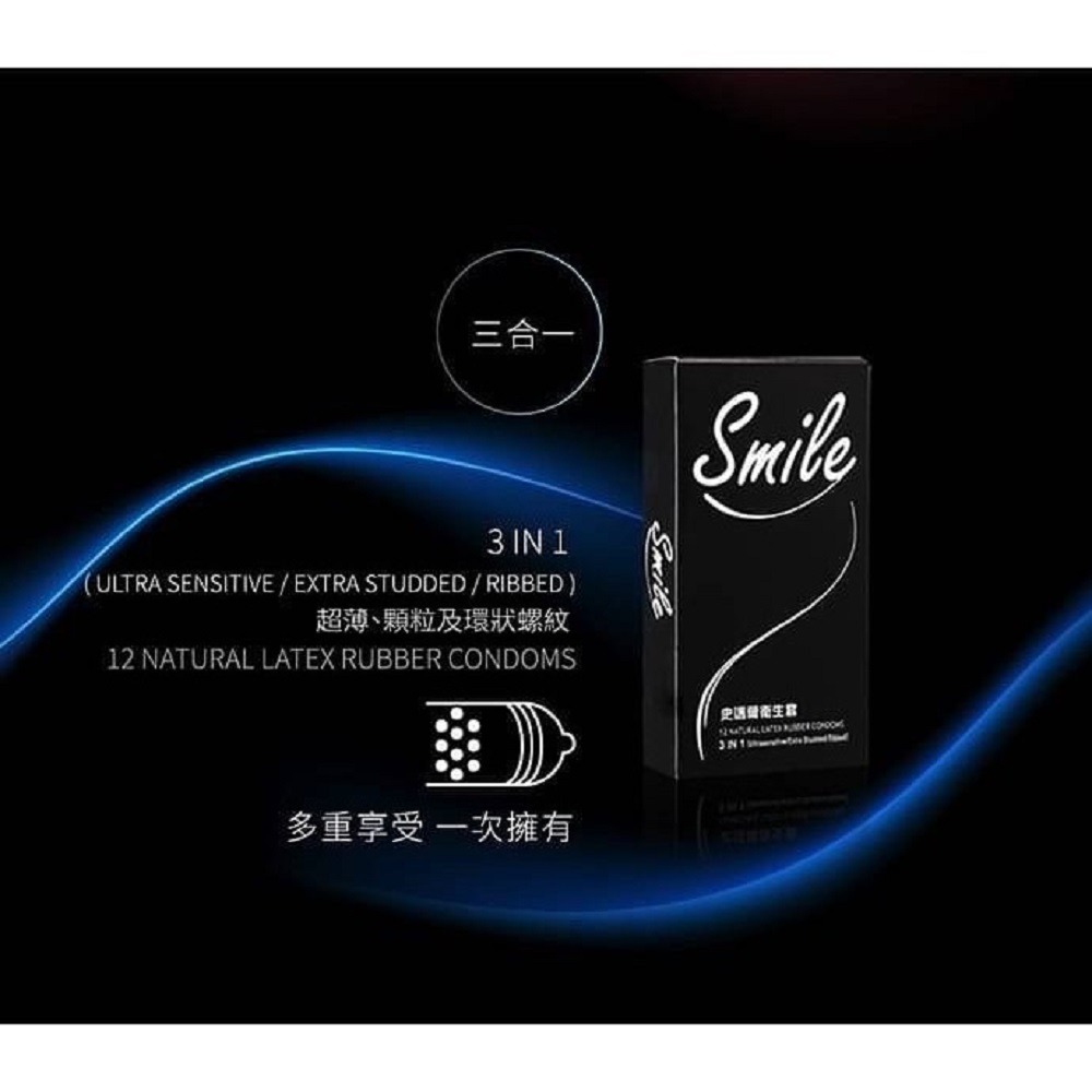 【瘋馬情趣】Smile 史邁爾 保險套 超薄無感 三合一 特別款 0.03 超薄 超薄 顆粒 12入-細節圖4