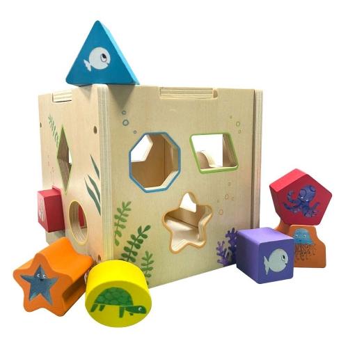 童夢館  小白魚形狀配對遊戲盒（內附15種彩色形狀積木）大醬童書專賣店-細節圖2