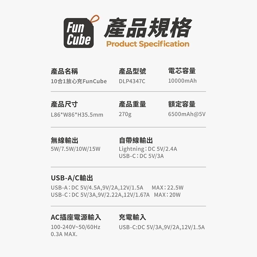 PHILIPS 十合一自帶線行動電源 DLP4347C-細節圖4