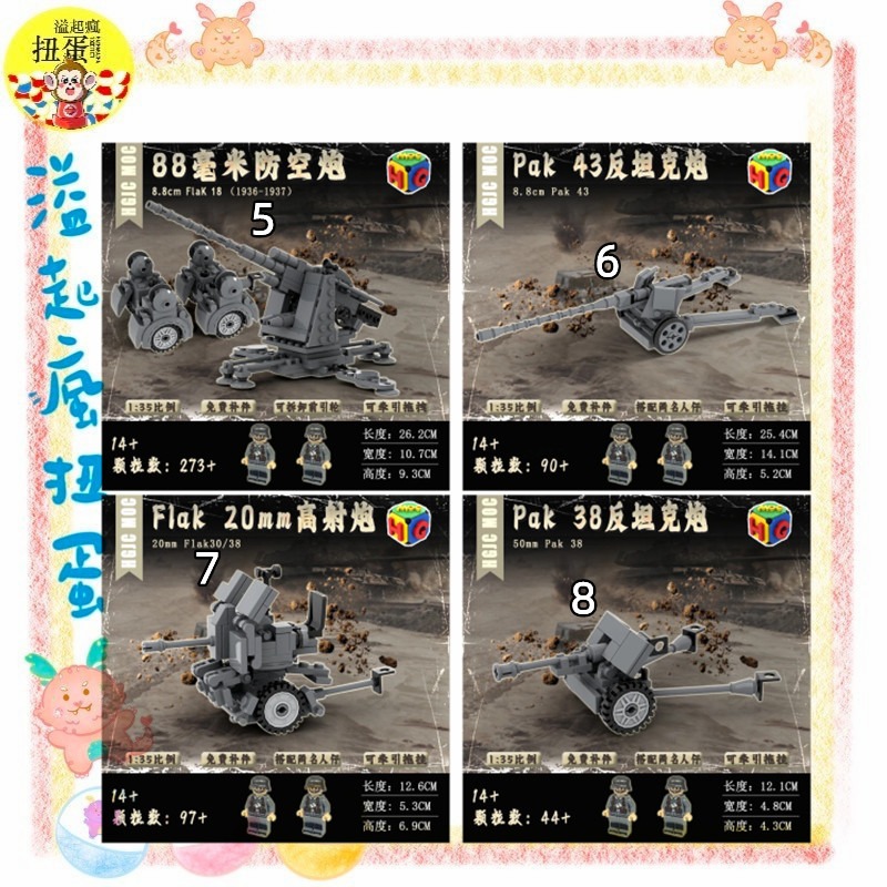 ♧溢起瘋扭蛋♧ 第二次世界大戰 德國 德軍 拼裝 反坦克 大砲 88米砲 人偶 軍事 高雄 鹽埕-細節圖2
