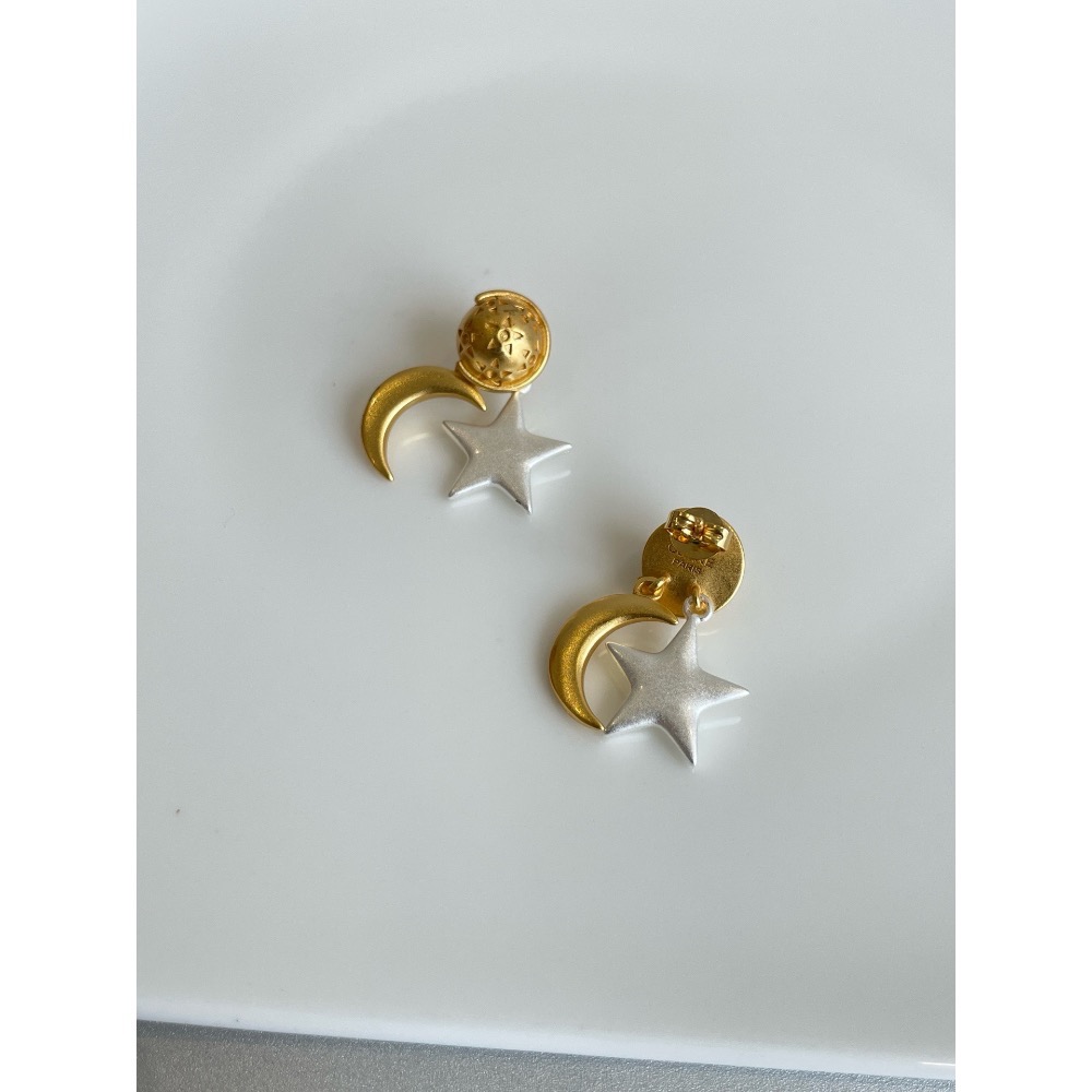 黃銅中古款星月耳環-細節圖6