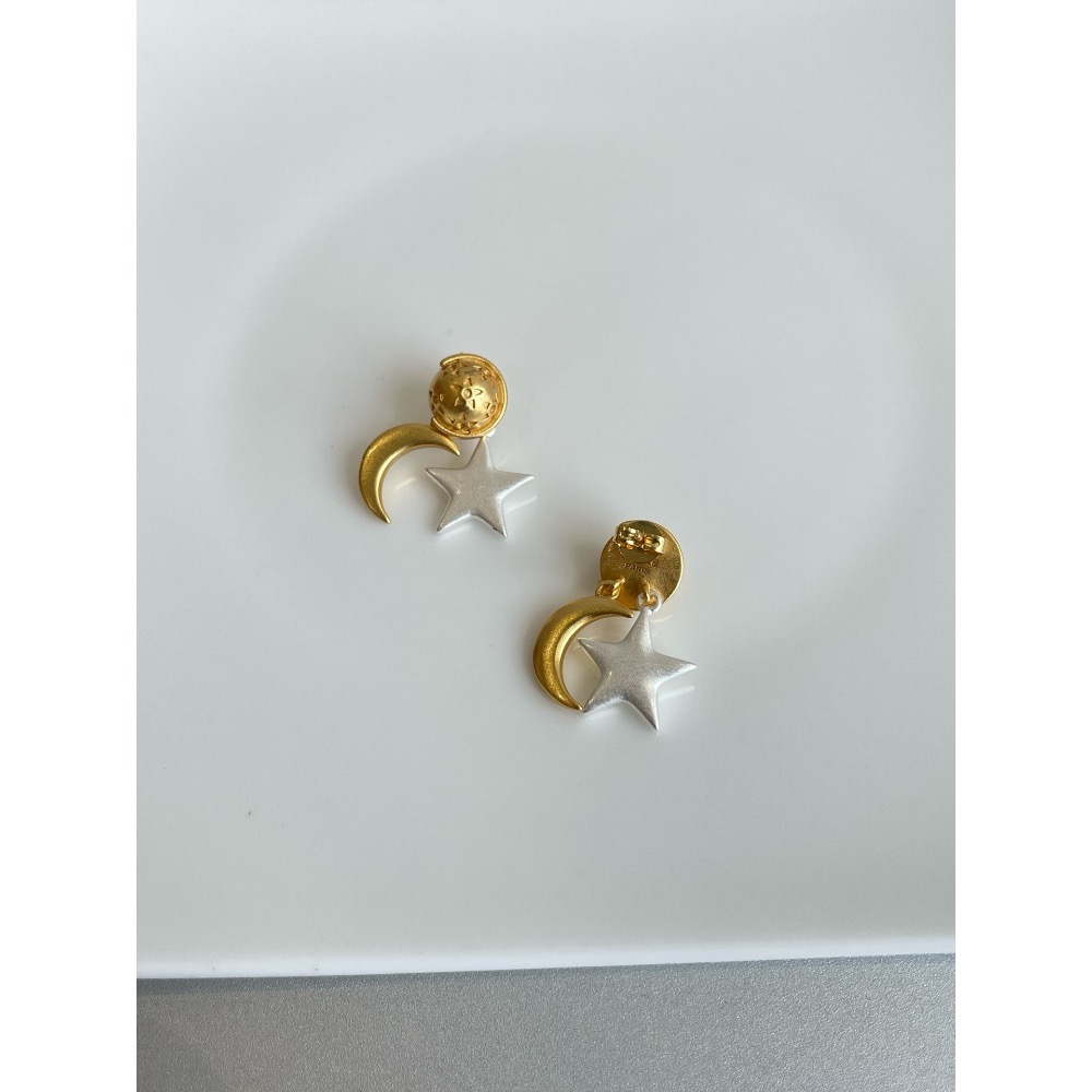 黃銅中古款星月耳環-細節圖7