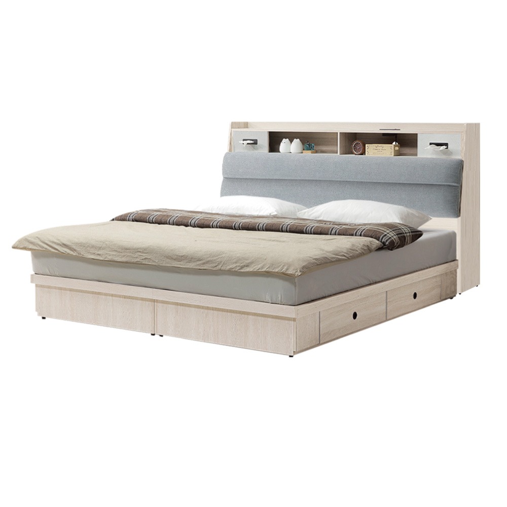 TU-1677 綠家居 6尺雙人加大床台(床頭箱+四抽床底)-細節圖2