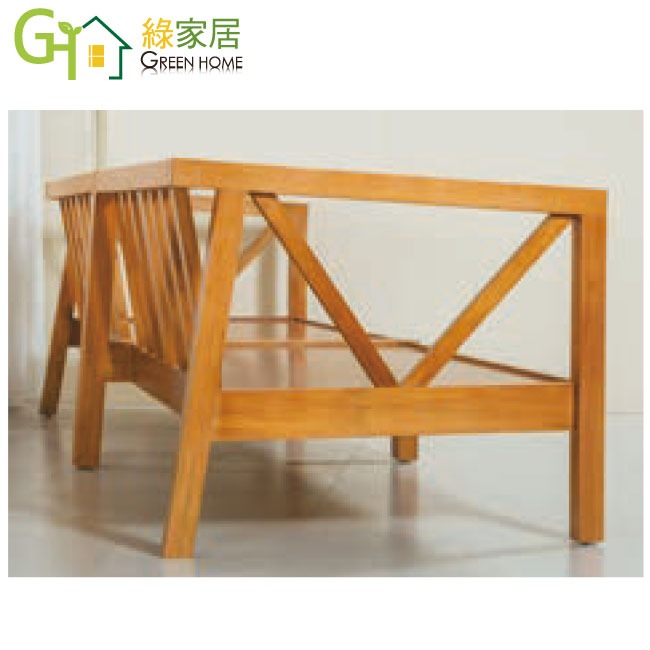 【綠家居】優可柚木色亞麻布四人座實木沙發椅-細節圖11