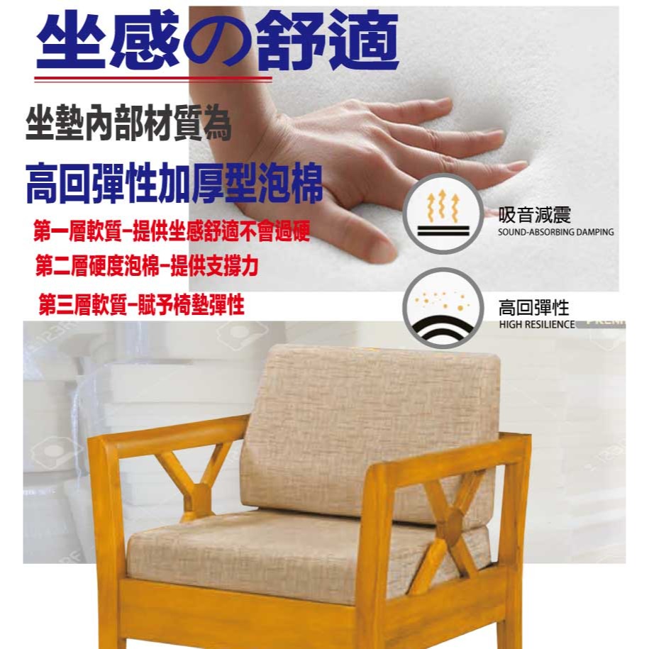 【綠家居】多優柚木色亞麻布單人座實木沙發椅-細節圖7