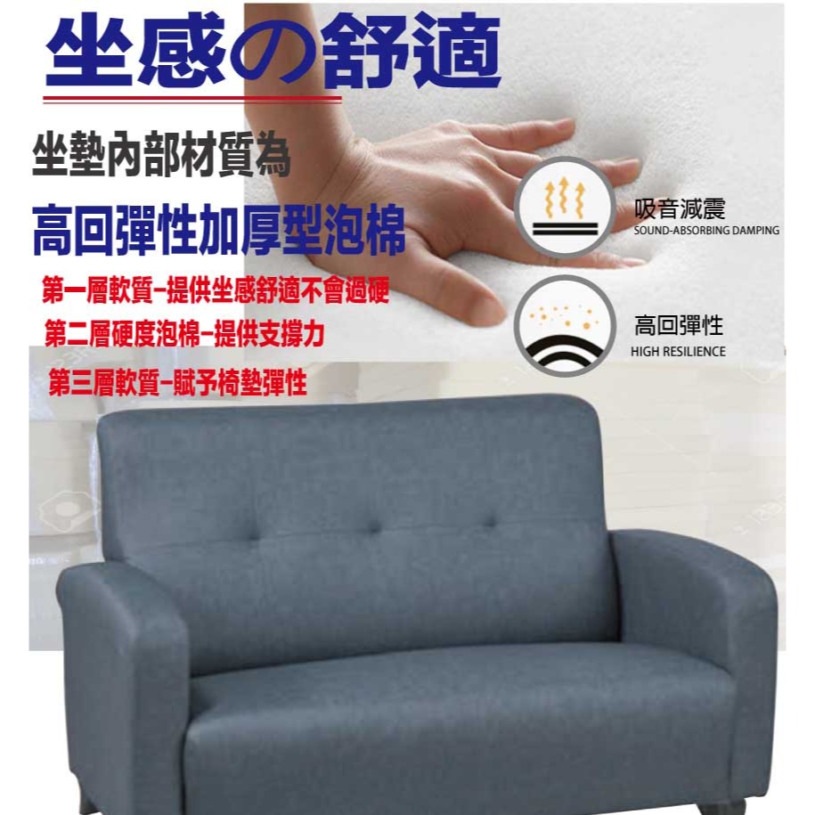 【綠家居】楓葉灰色耐磨布紋皮革二人座沙發椅-細節圖7