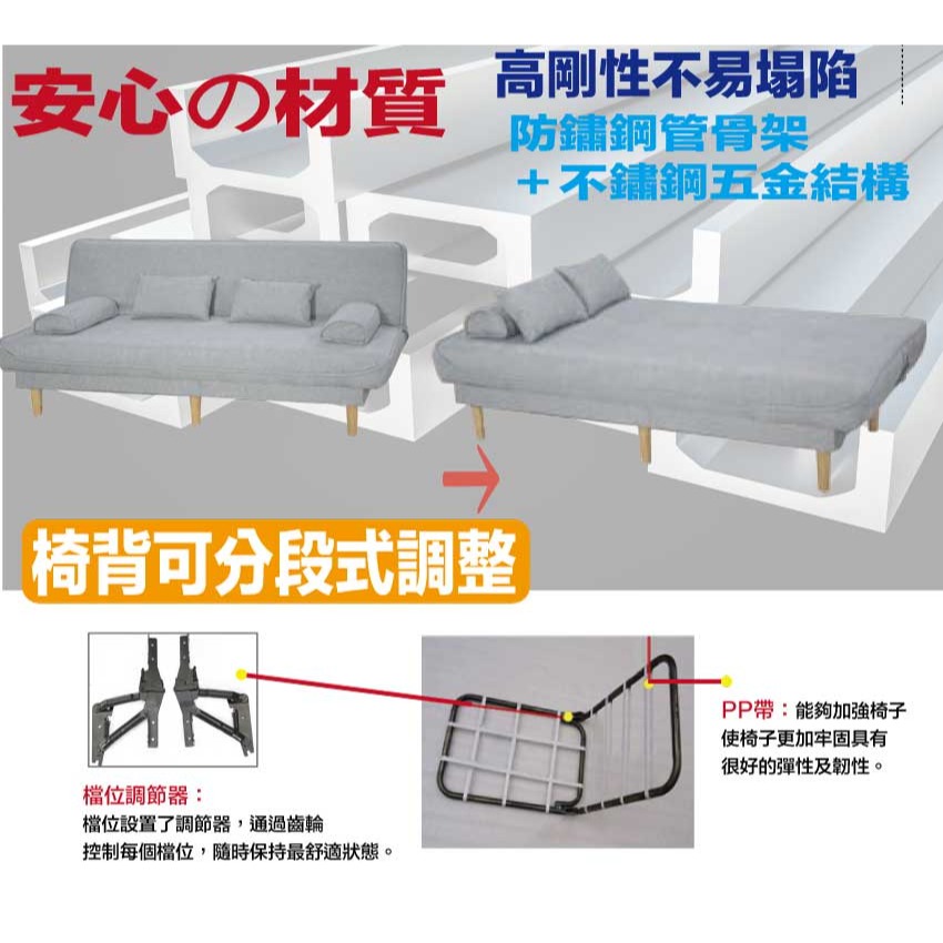 【綠家居】雪菲亞麻布展開式沙發椅/沙發床(二色可選)-細節圖5