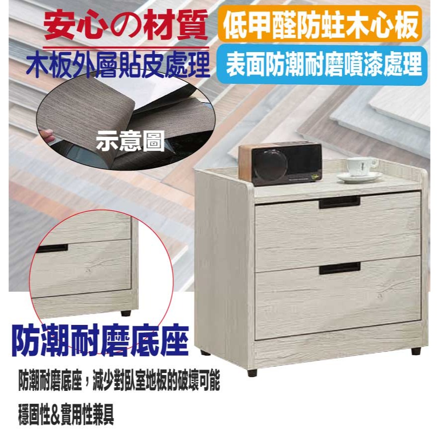 【綠家居】米賽倫1.6尺二抽床頭櫃(二色可選)-細節圖5