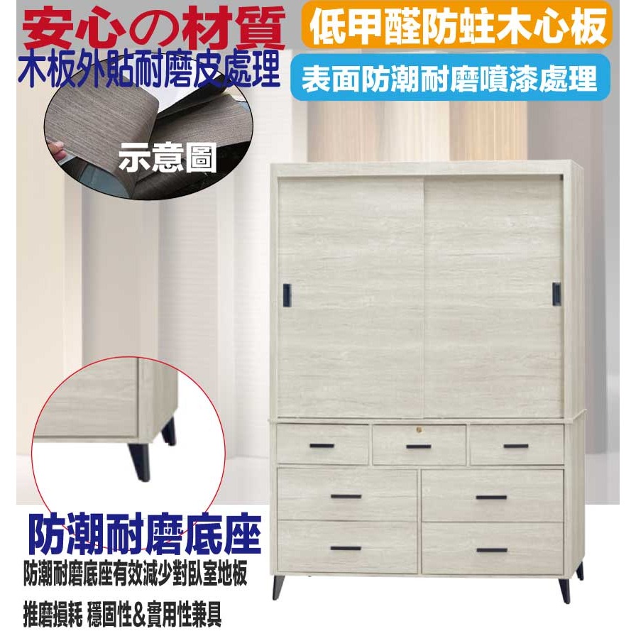 【綠家居】賽斯4.1尺推門七抽衣櫃(二色可選)-細節圖5