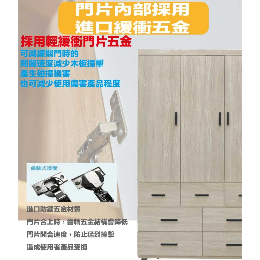 【綠家居】賽斯3.9尺開門七抽衣櫃(三色可選)-細節圖6