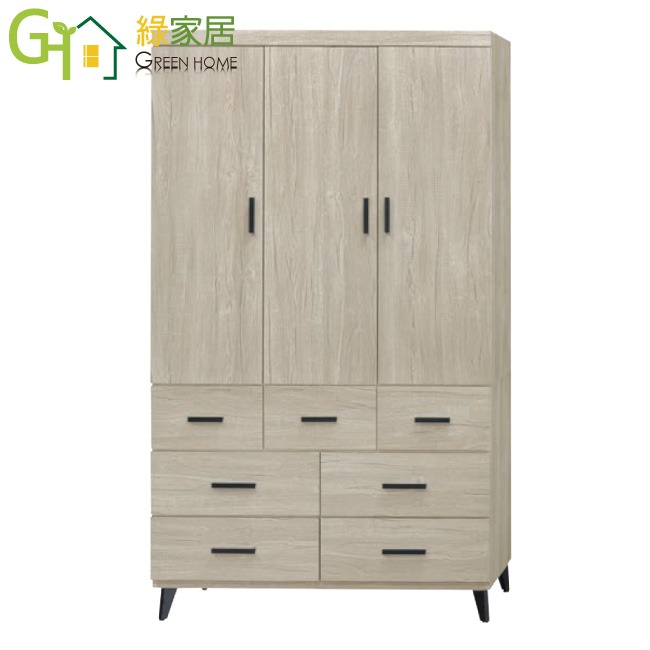 【綠家居】賽斯3.9尺開門七抽衣櫃(三色可選)-規格圖11