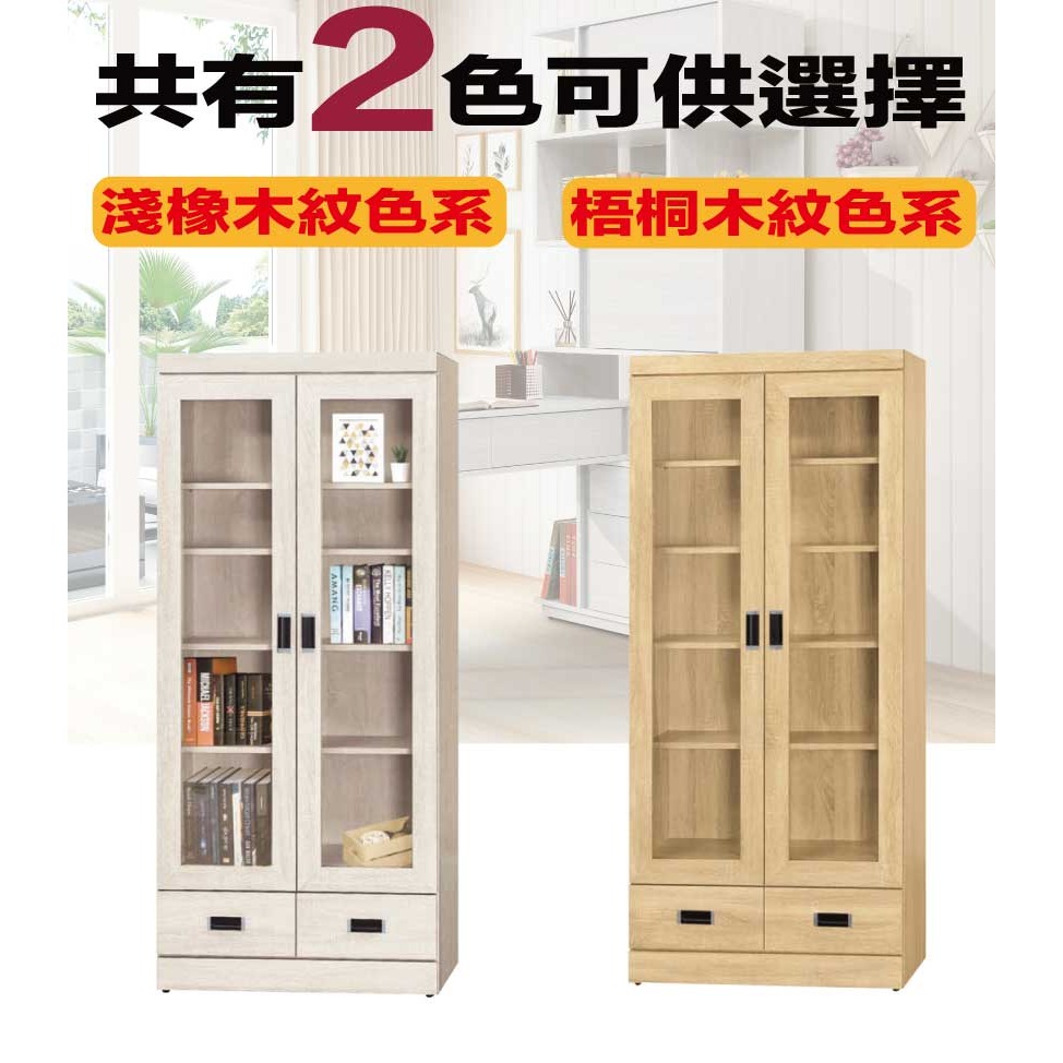 【綠家居】賽博斯2.7尺二門二抽書櫃(二色可選)-細節圖9