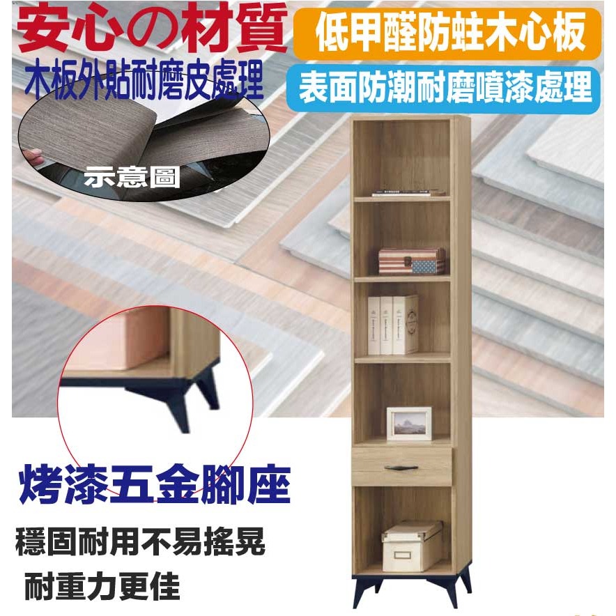 【綠家居】伊爾1.4尺單抽開放書櫃-細節圖5