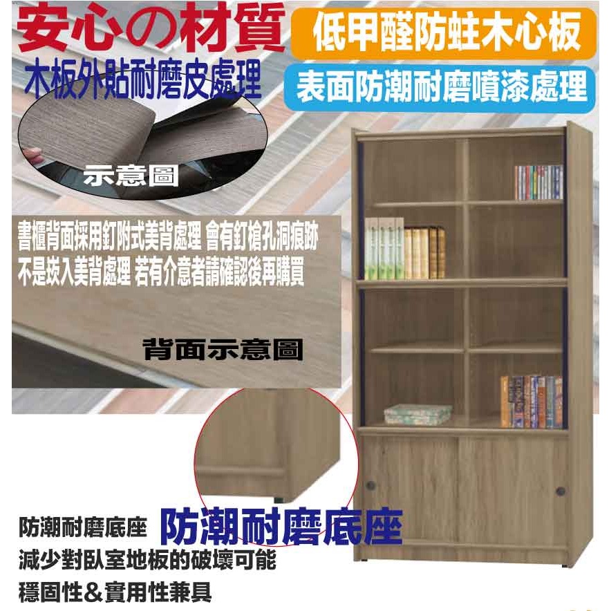 【綠家居】康永3尺玻璃雙推門書櫃(四色可選)-細節圖5