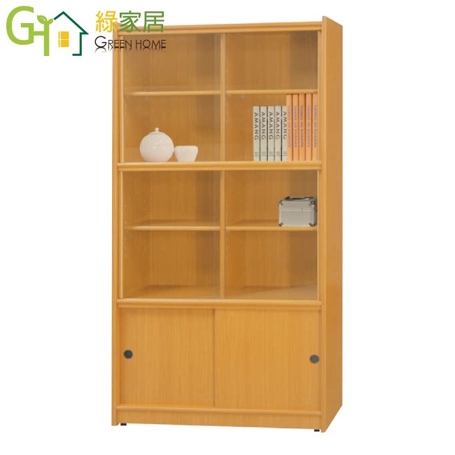 【綠家居】康永3尺玻璃雙推門書櫃(四色可選)-規格圖11