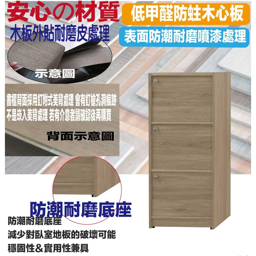 【綠家居】康永1.5尺三門書櫃(四色可選)-細節圖5