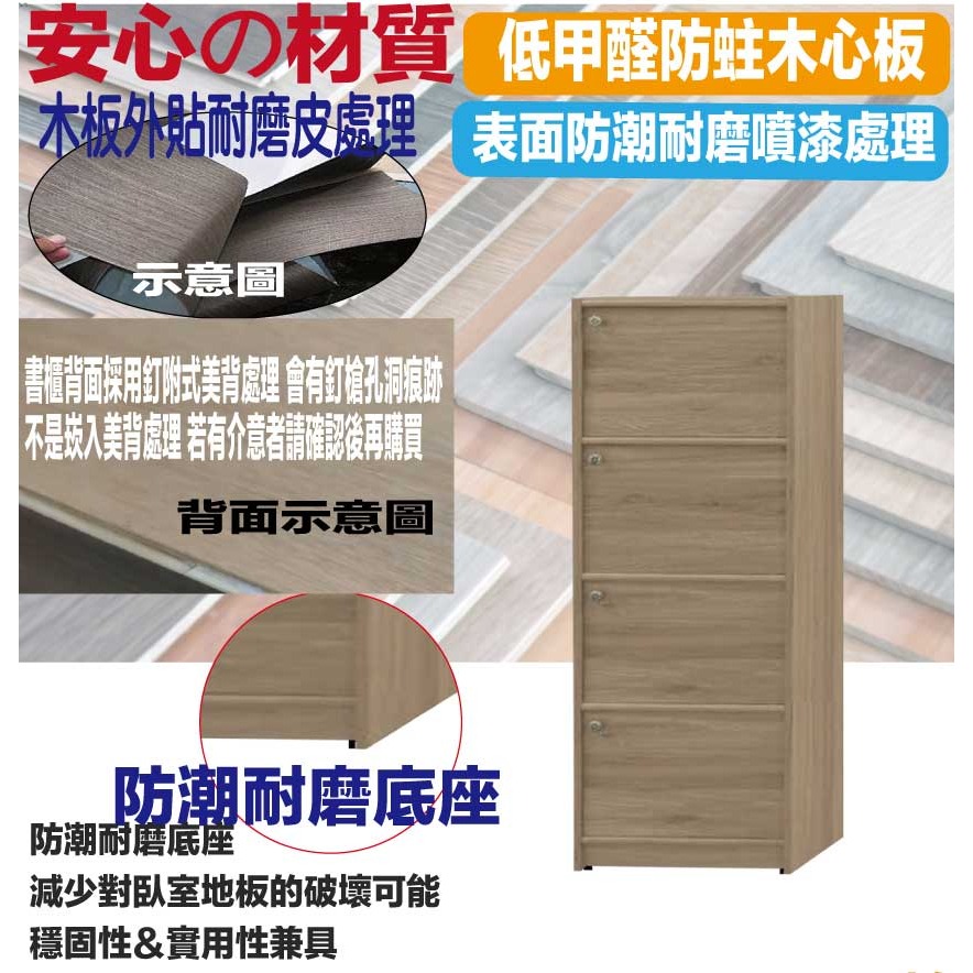 【綠家居】康永2尺四門書櫃(四色可選)-細節圖5